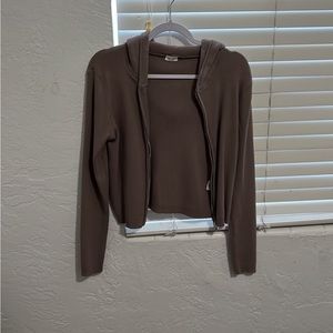 Cropped zip up hoodie